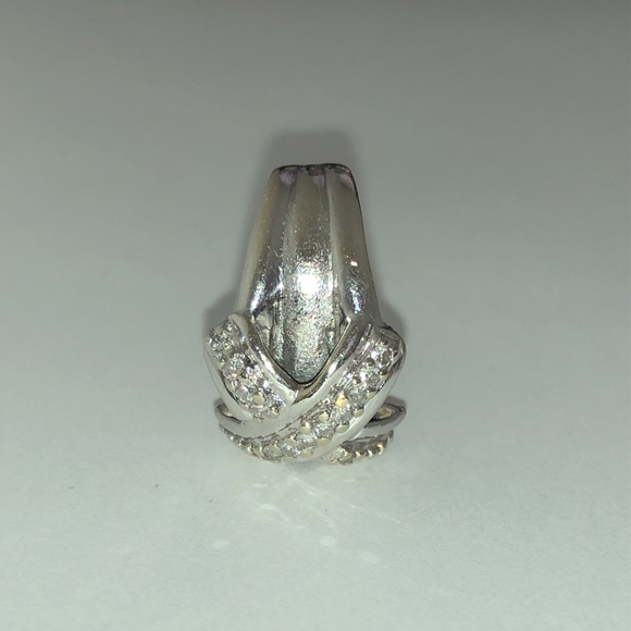 Bold Real Solid 18K (not 14K) White Gold Natural Diamond Custom X Wide Band Ring - Picture 10 of 15